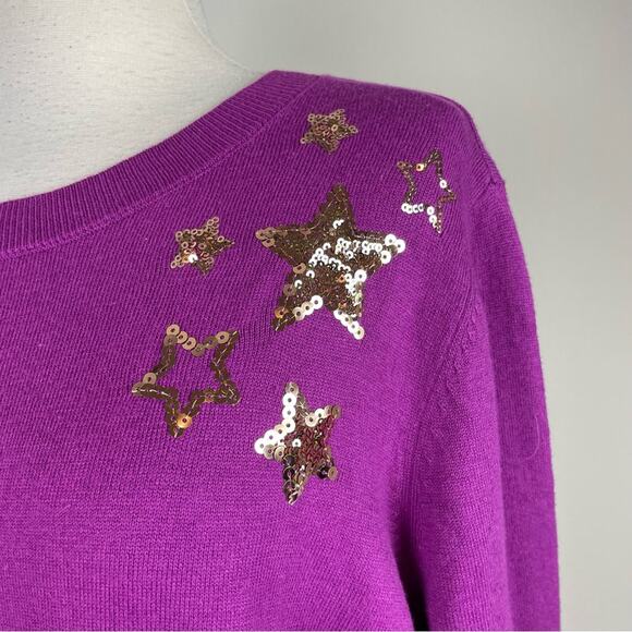 Lane Bryant Purple PInk Crew Neck Star Sequin NWT Sweater 18/20 - Picture 5 of 9